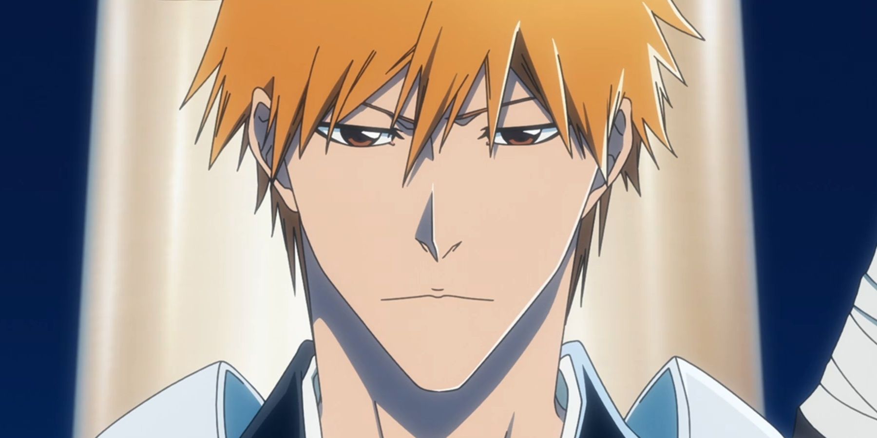 Ichigo Kurosaki makes a serious face.