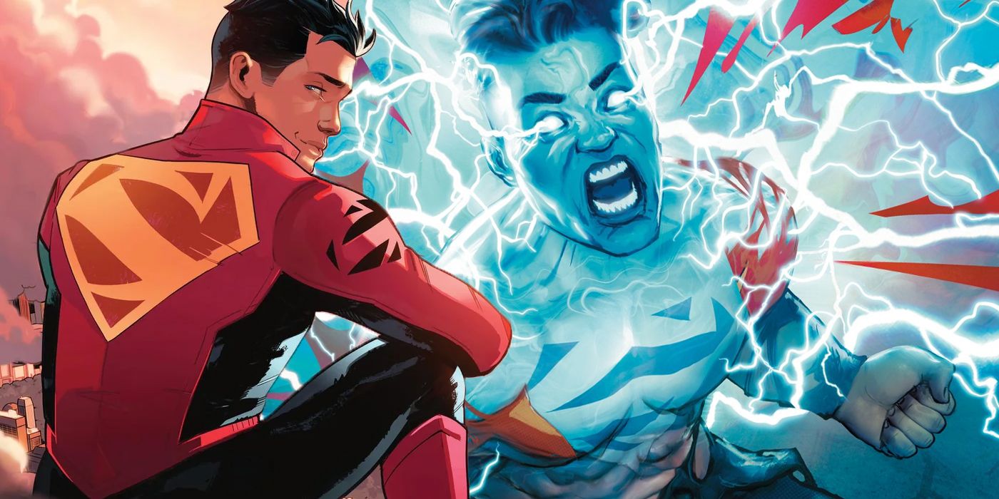 Jon Kent con su nuevo disfraz de Superman Family y su look Electric Blue de DC Comics