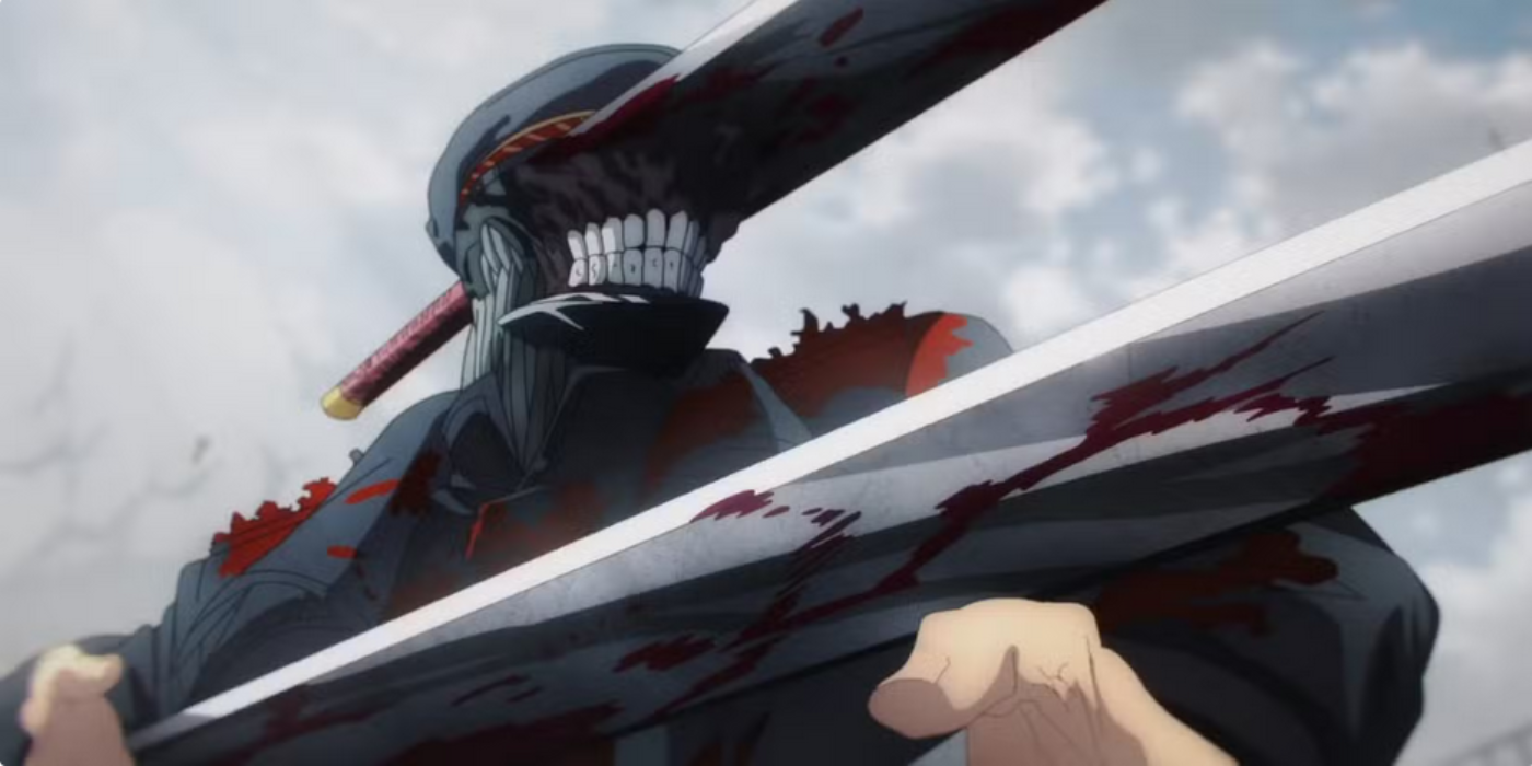 Katana Man está segurando uma espada ensanguentada em Chainsaw Man.