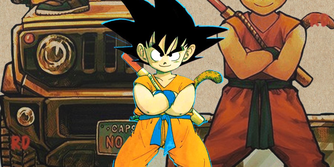 Kid Goku from the Dragon Ball manga with My Hero Academia creator redraw