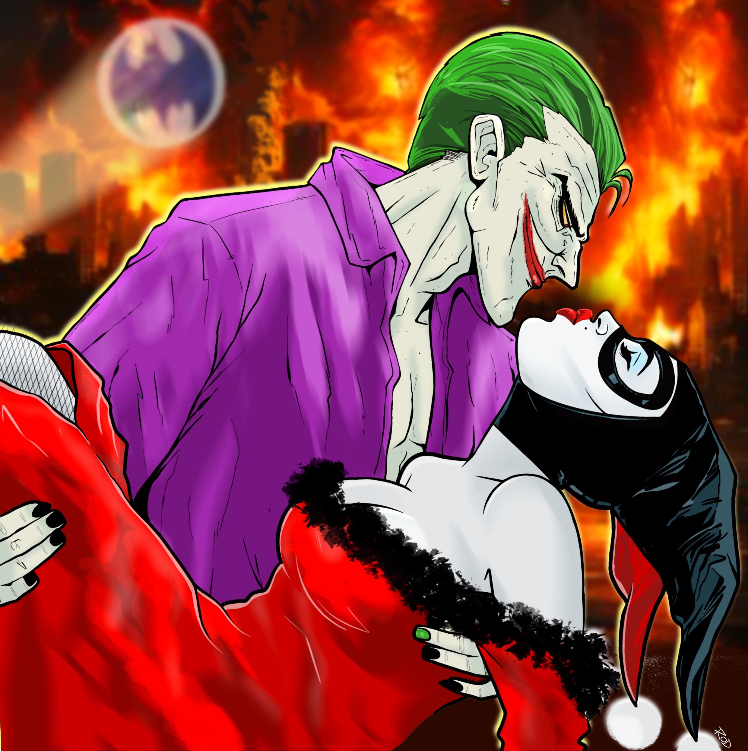 Línea dibujada: Joker y Harley Quinn como parejas famosas a lo largo de la historia