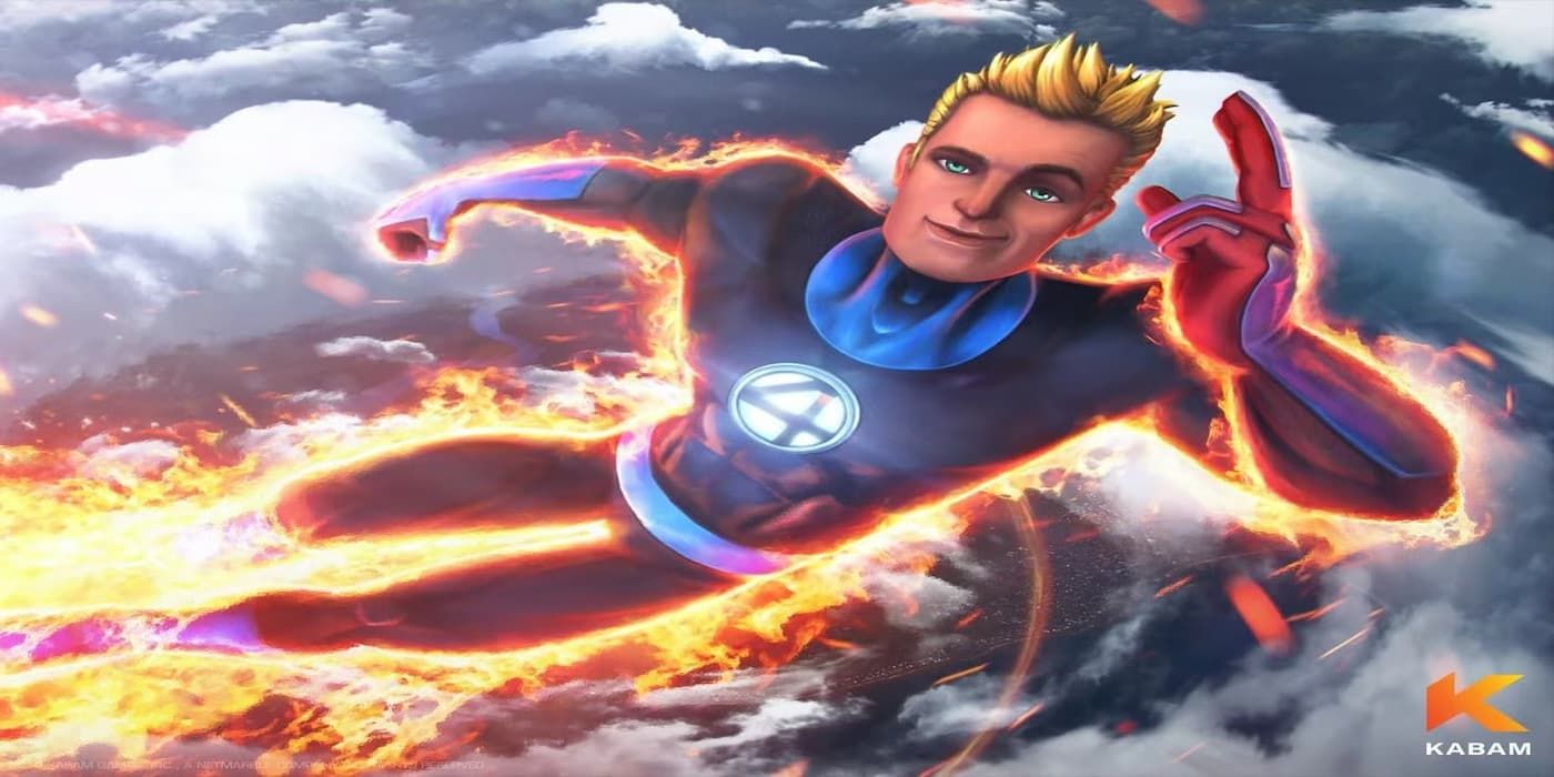 Marvel Contest of Champions Tocha Humana voando no céu