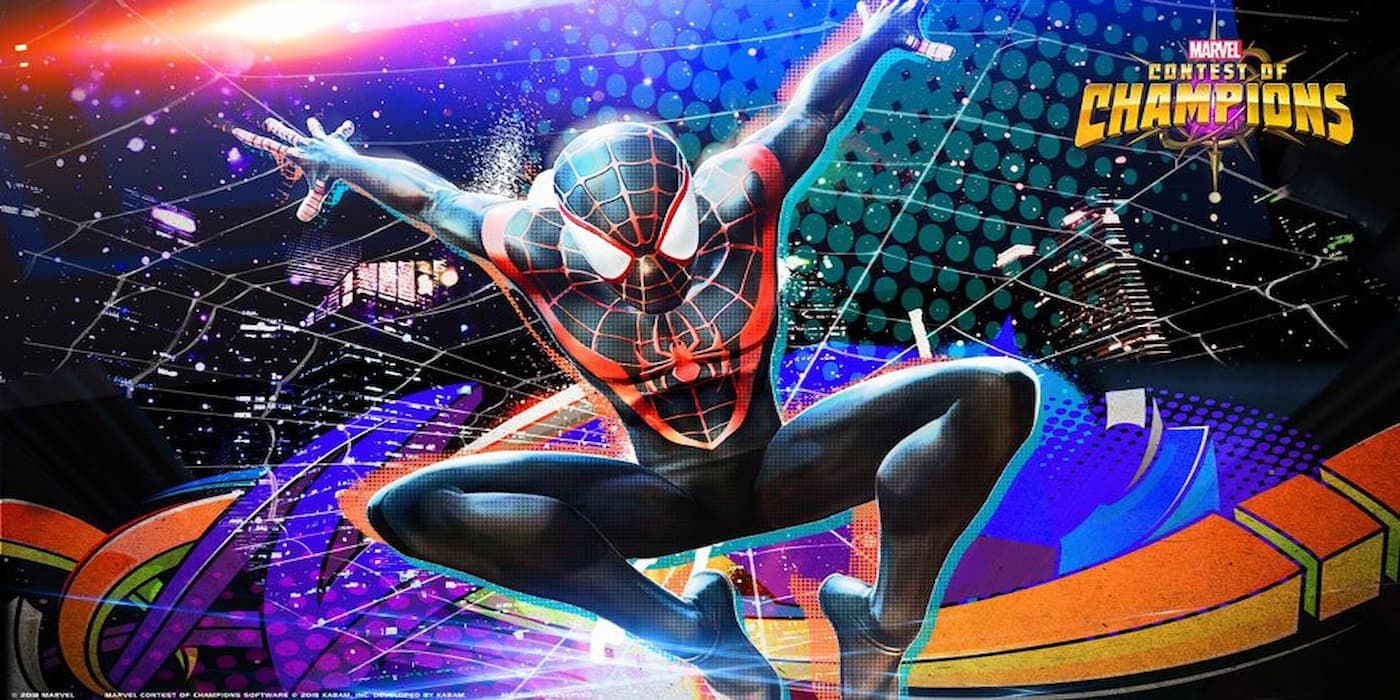 Miles Morales saltando no Marvel Contest of Champions