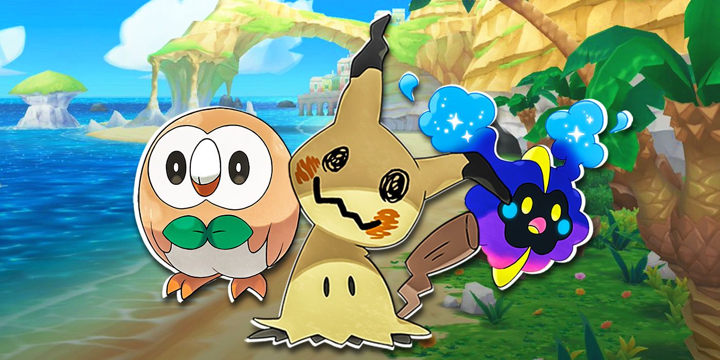 Mimikyu, Rowlet and Cosmog