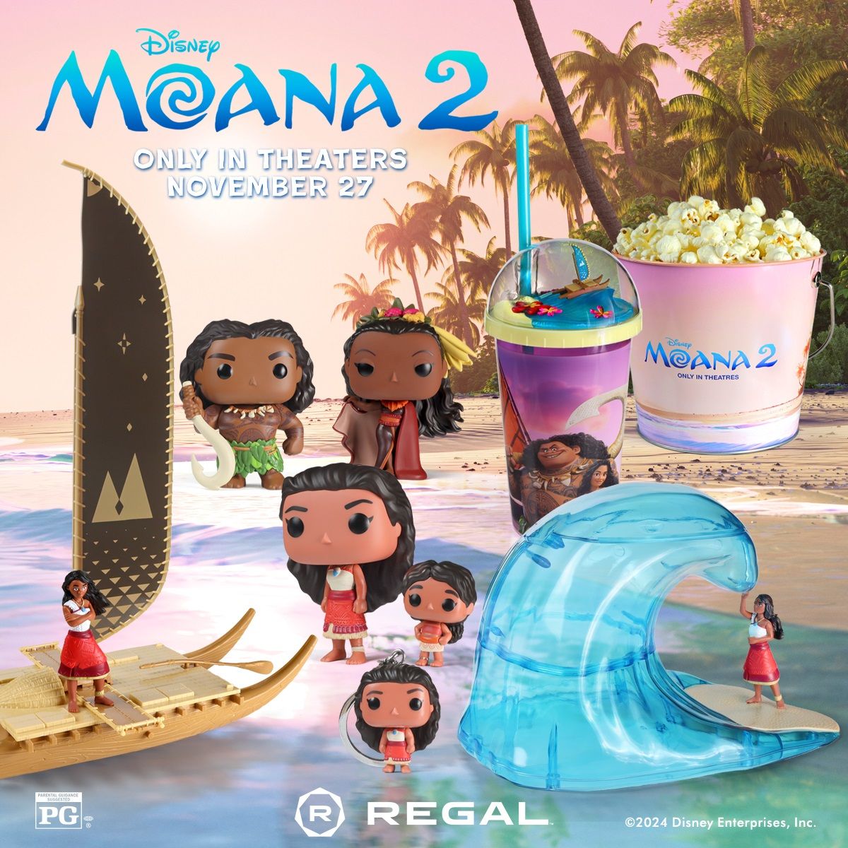 Se revelan el cubo de palomitas de maíz y el barco Nacho de Moana 2