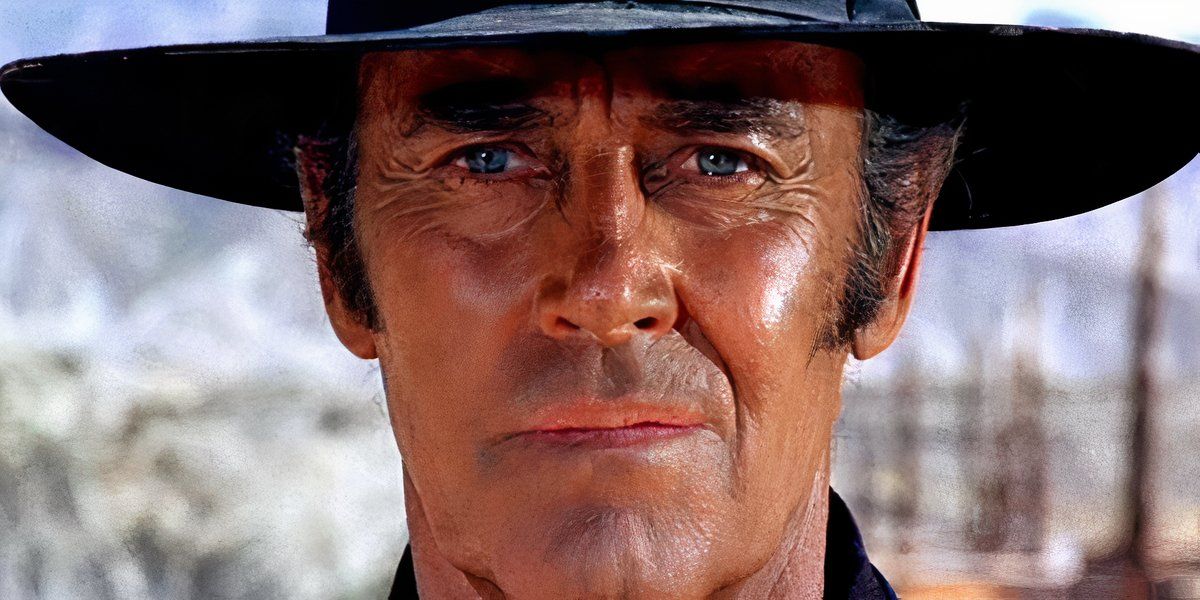 Henry Fonda as Frank contemplating his move against Harmonica in the final duel of Once Upon a Time in the West.