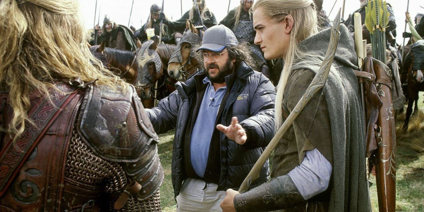 Peter Jackson directing on the set of The Lord of the Rings.