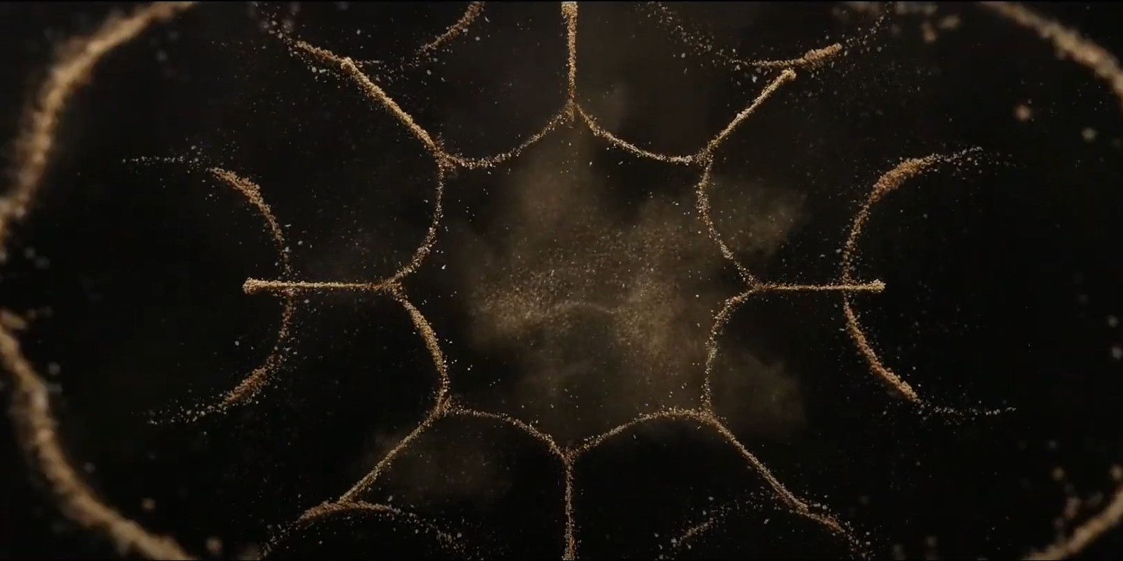 An eight-pointed star from The Rings of Power's Title Sequence