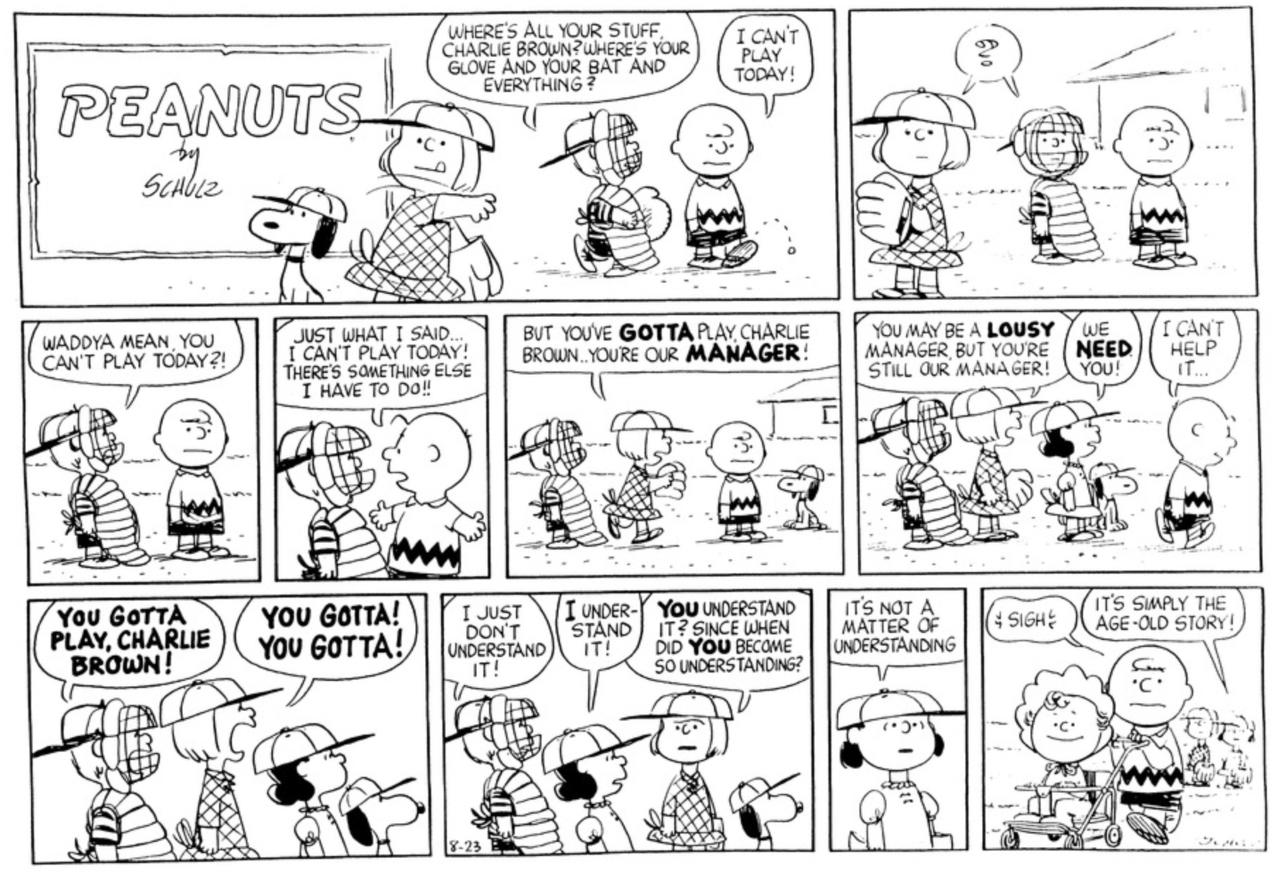 Все главные персонажи Peanuts и комиксы, в которых они дебютировали, по десятилетиям