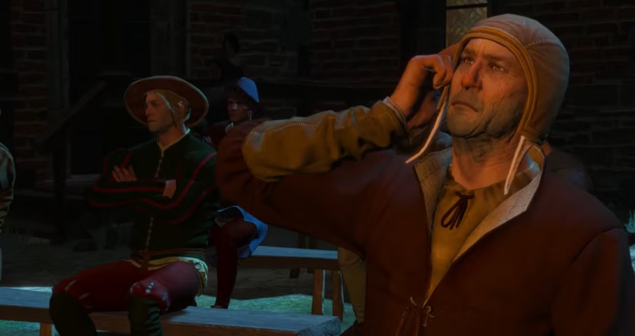 People of Novigrad listen to the play in The Play's the Thing in Witcher 3.