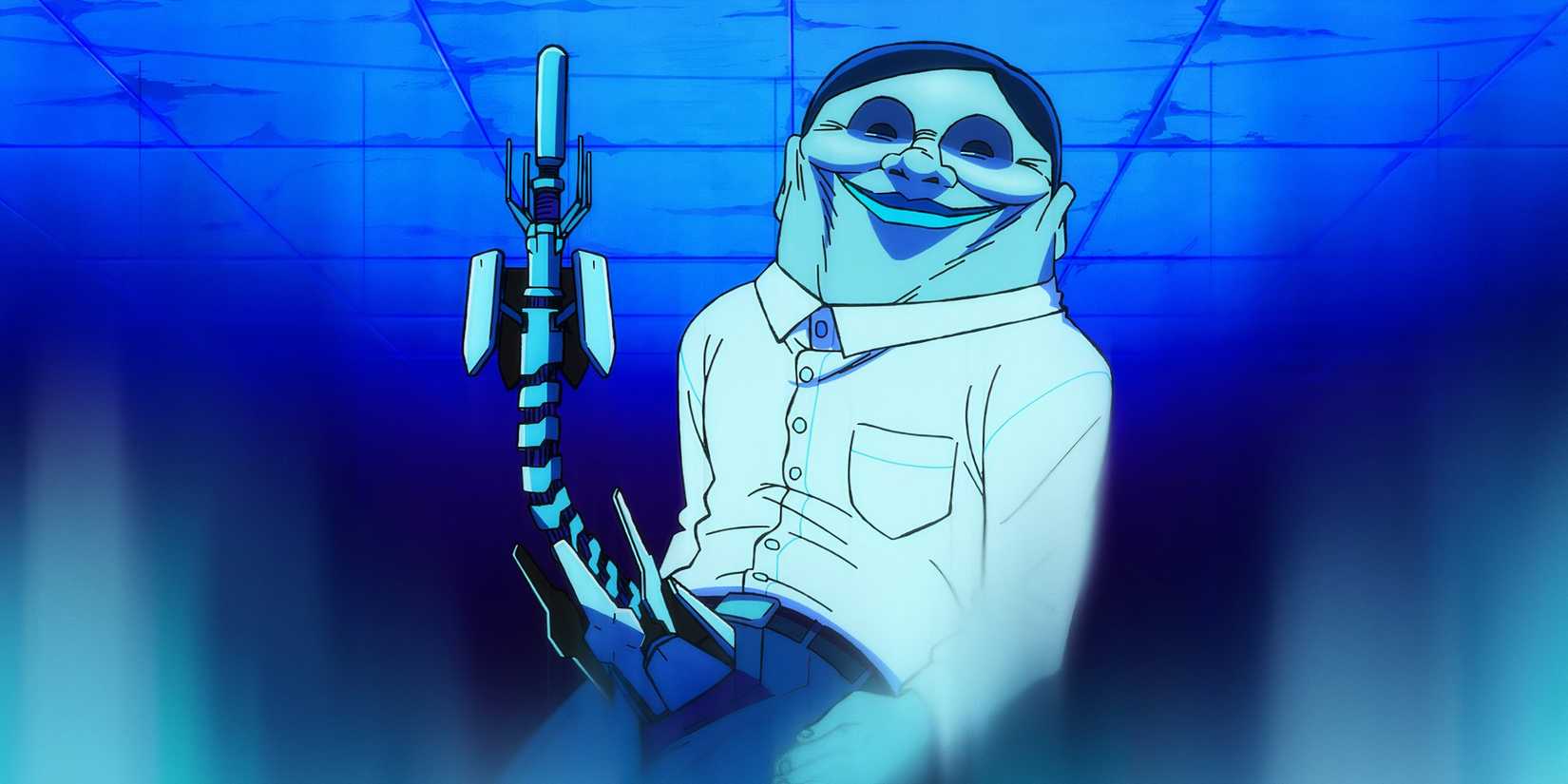 A mechanical limb emerges from a disguised Serpoian alien in Dandadan Episode 1