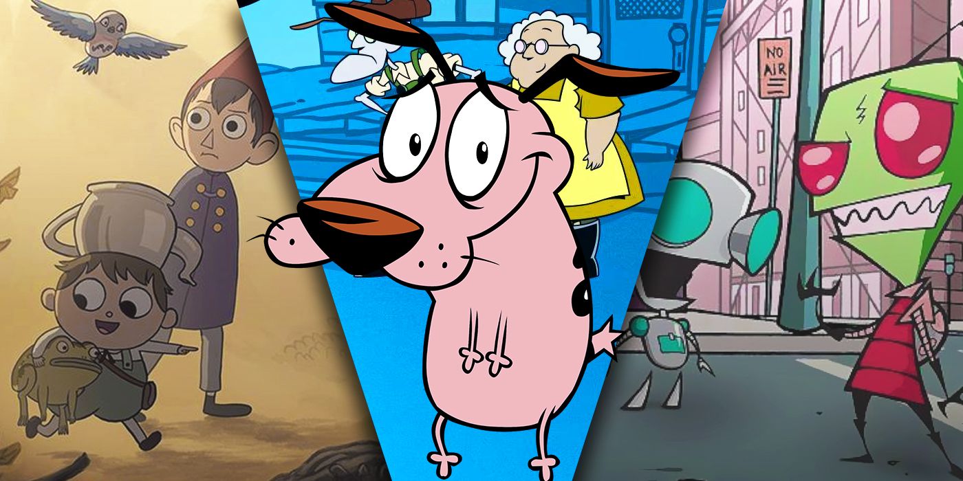 split image of Courage, Over the Garden Wall and Invader Zim