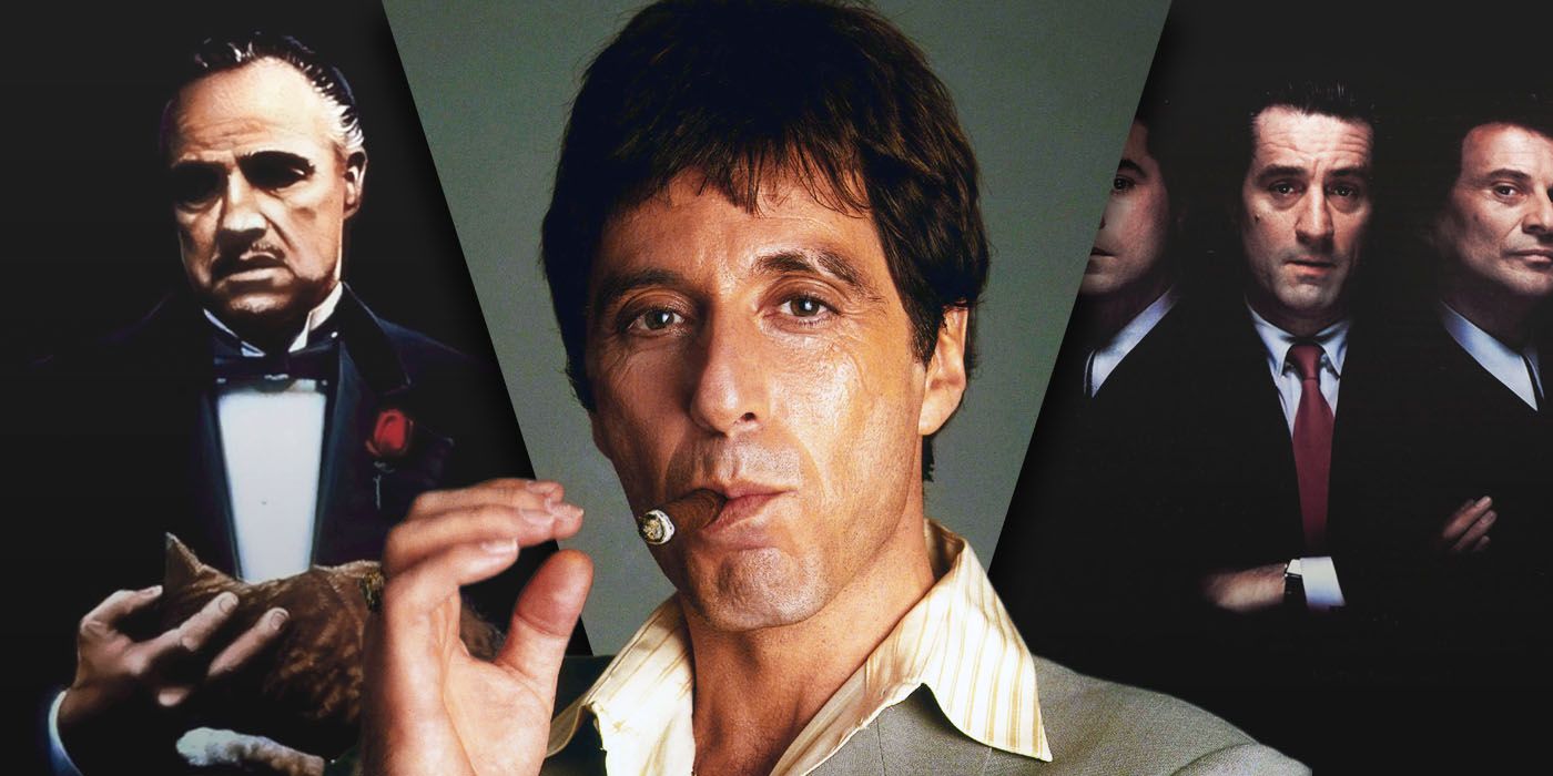 geteiltes Bild von Scarface, Godfather und Goodfellas