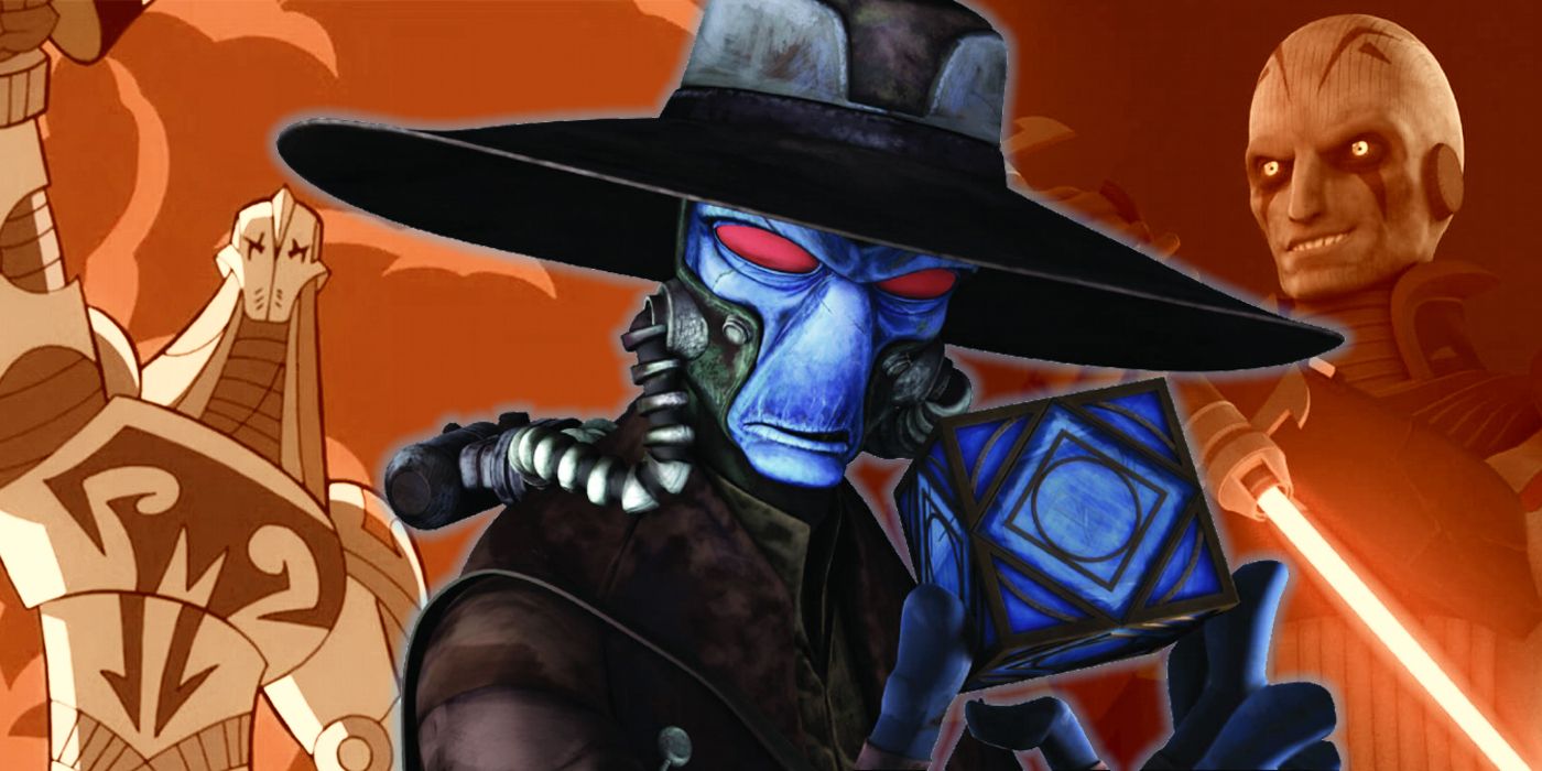 A collage of Cad Bane from Star Wars: The Clone Wars, Durge the Bounty Hunter and the Grand Inquisitor from Star Wars Rebels.