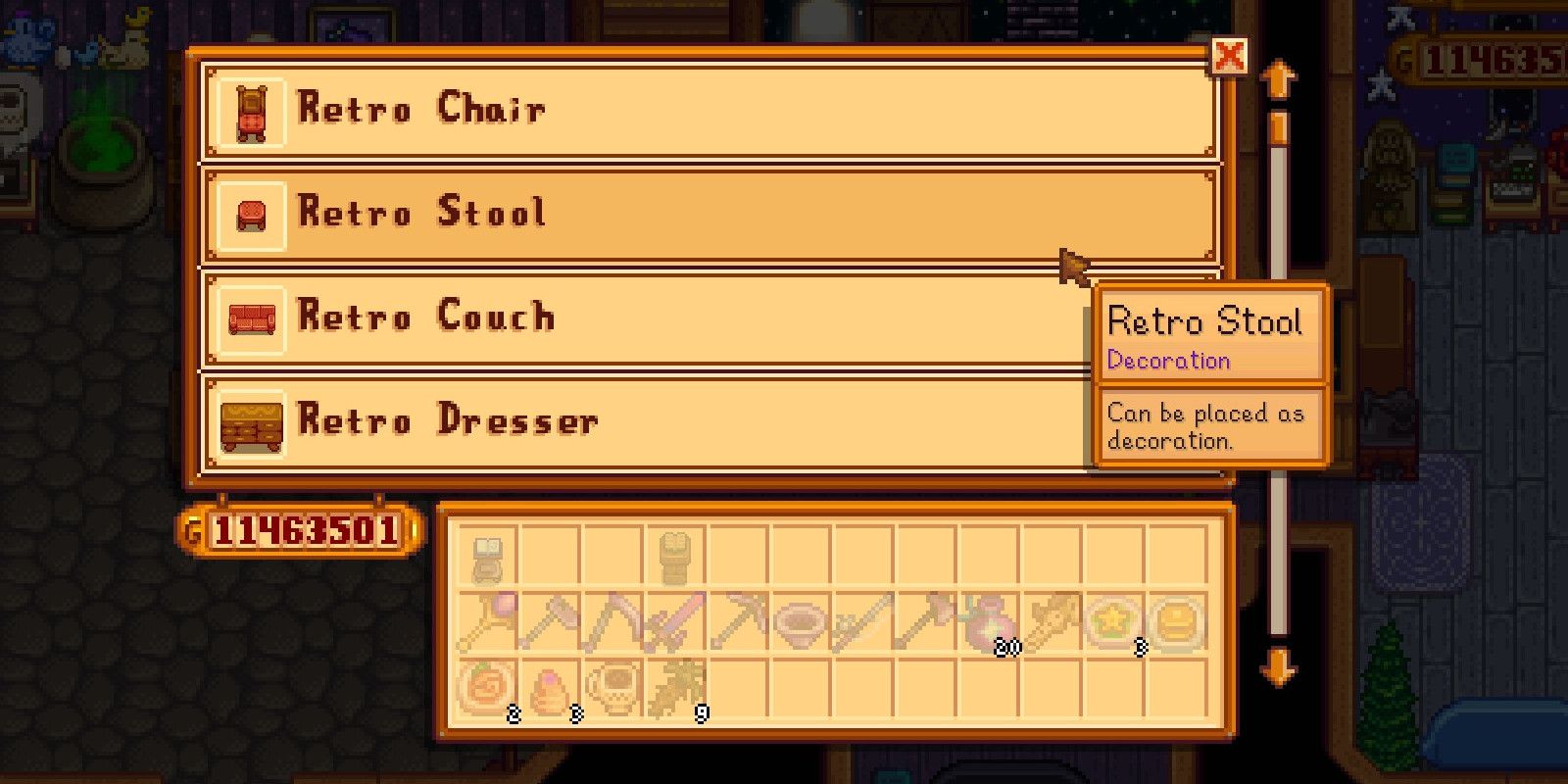 Stardew Valley: Ubicaciones del catálogo de muebles de actualización 1.6