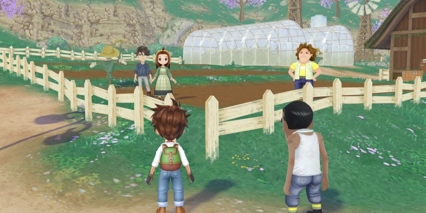 La jugabilidad de Story of Seasons: A Wonderful Life hace que el jugador interactúe con la gente del pueblo.