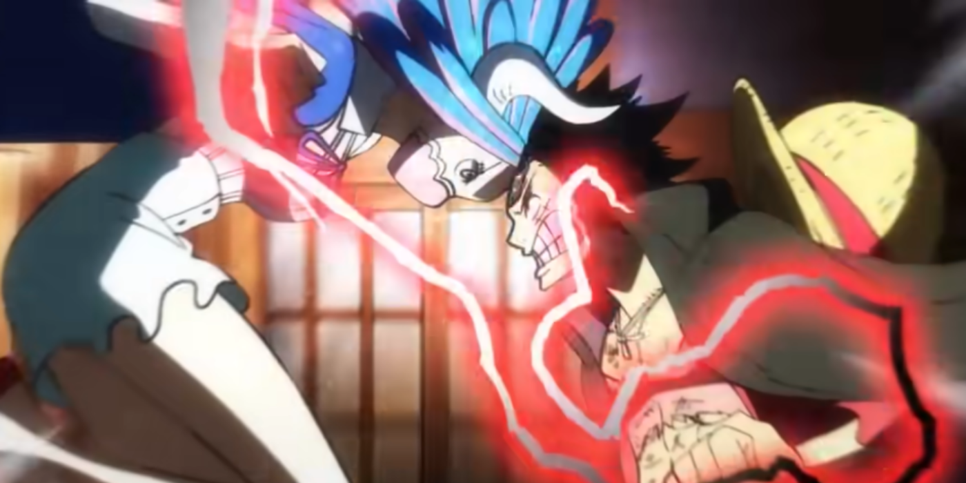 Ulti y Luffy han recubierto sus frentes con Haki de Armamento mientras luchan en el Arco Wano de One Piece.