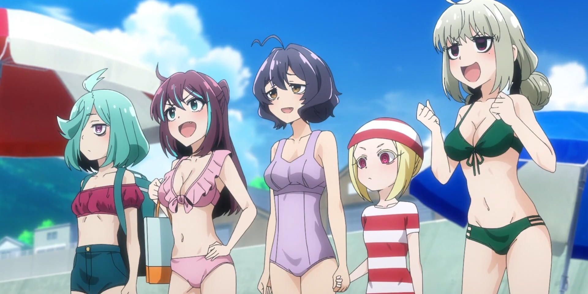 Utena and the villain girls visit the beach in Gushing Over Magical Girls