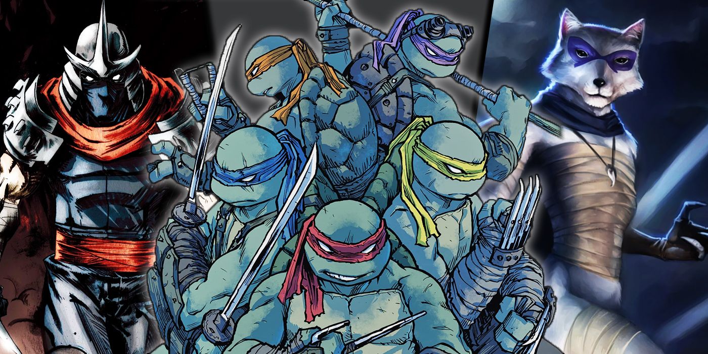 Split image of Splinter Clan from IDW's TMNT with Shredder and Alopex