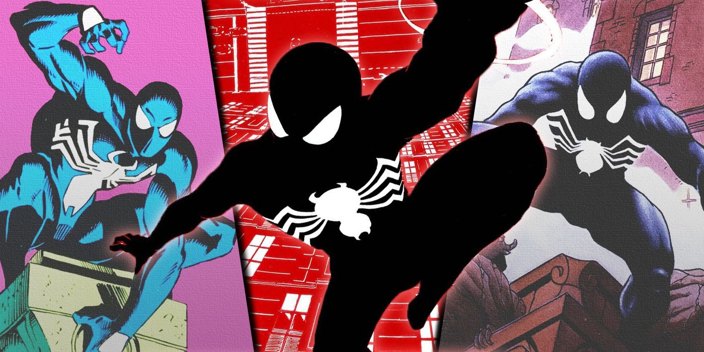 Imagen dividida de portadas de Marvel con Symbiote Spider-Man