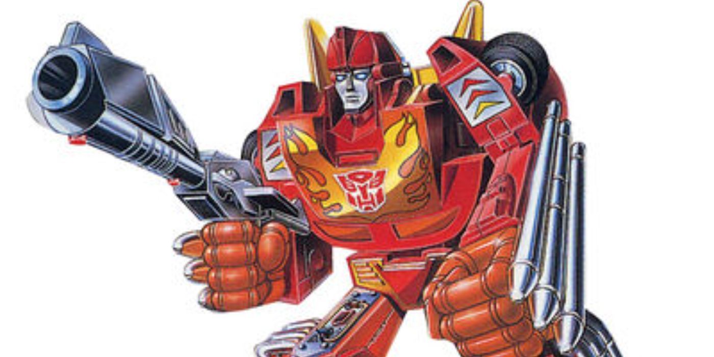 Arte da caixa Transformers Generation 1 para Hot Rod no modo robô.