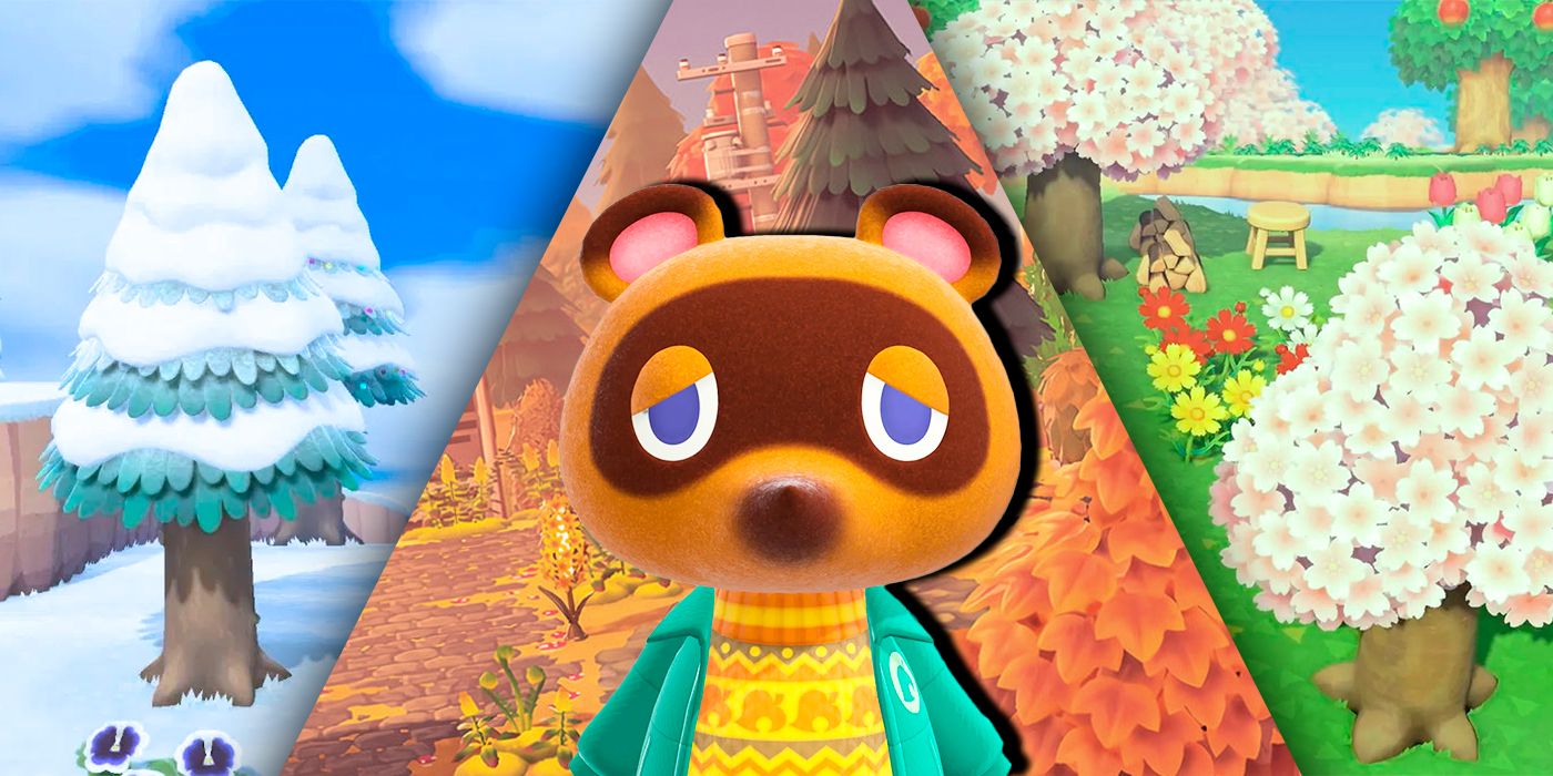 Animal Crossing: New Horizons' landscape in the Spring, Fall, and Winter