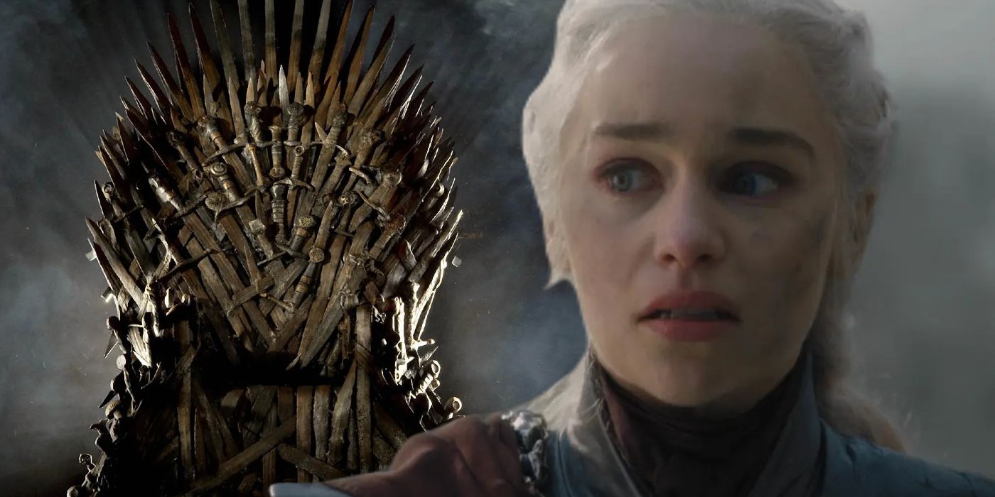 Daenerys Targaryen looks at the Iron Throne in Game of Thrones