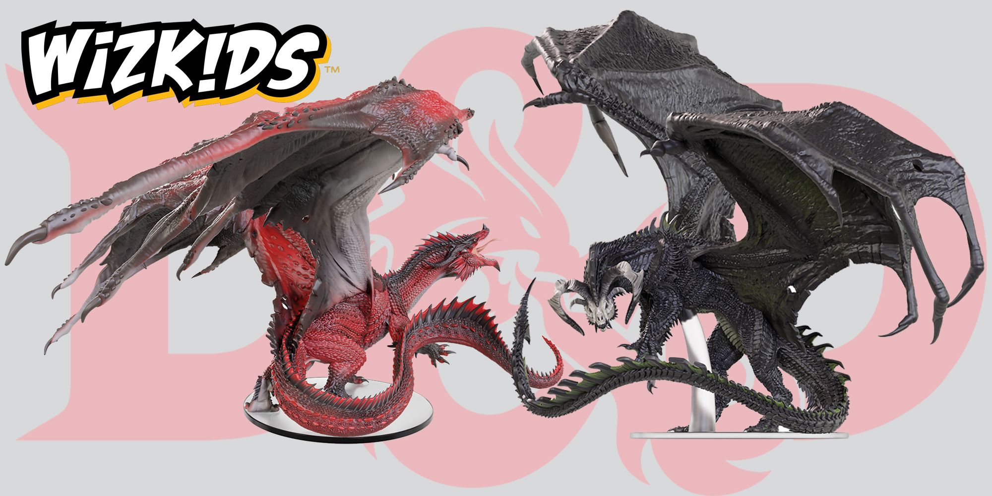 WizKids trae minis adultos del Dragón Rojo Tirano y del Dragón Negro Corruptor a D&D: Icons of the Realms