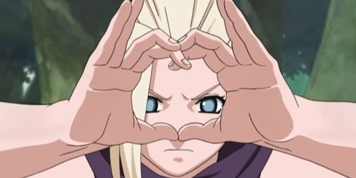 Ino Yamanaka está usando a técnica Mind Body Switch em Naruto.