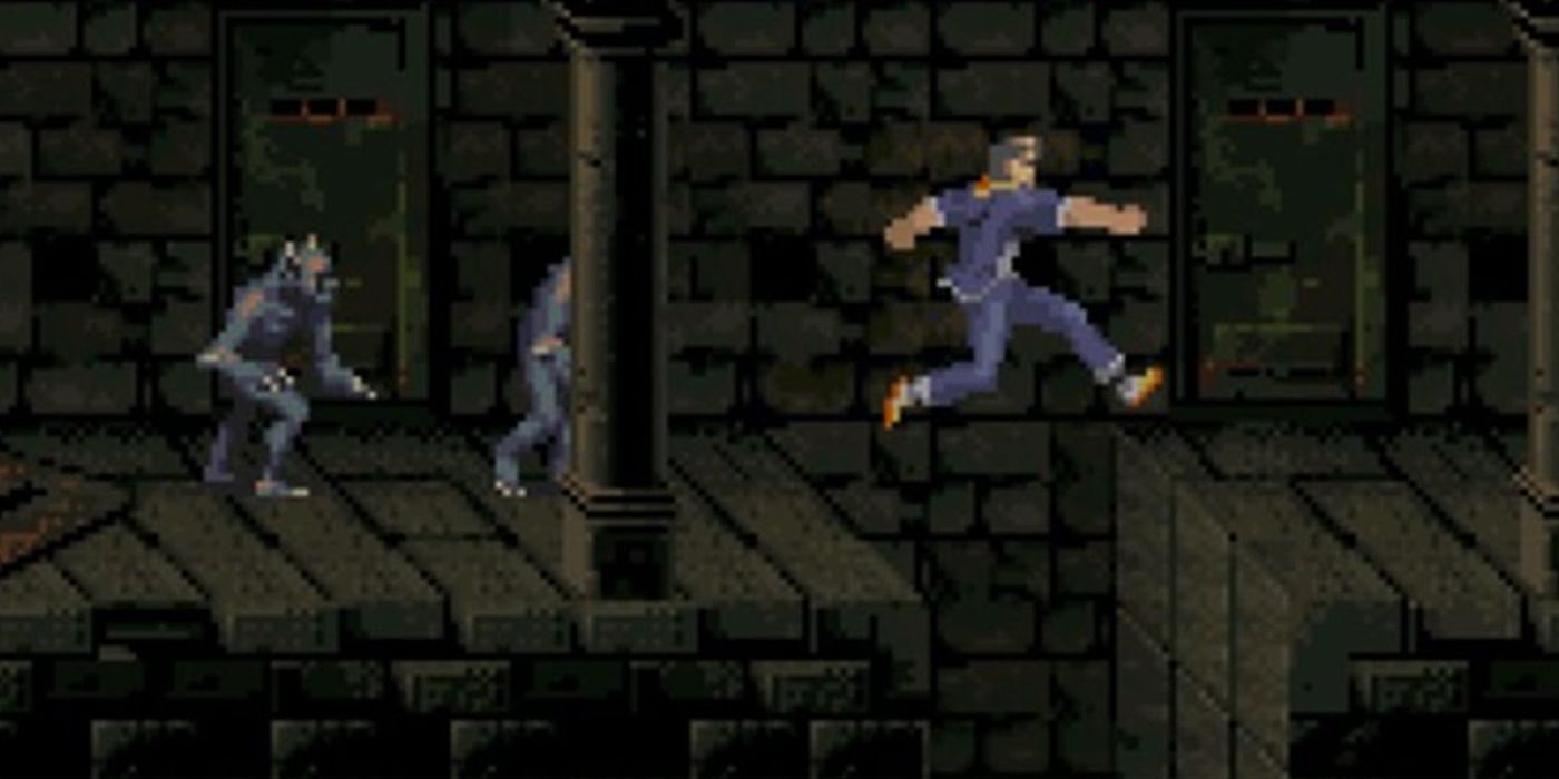 Kyle fugindo de monstros em Nosferatu no SNES