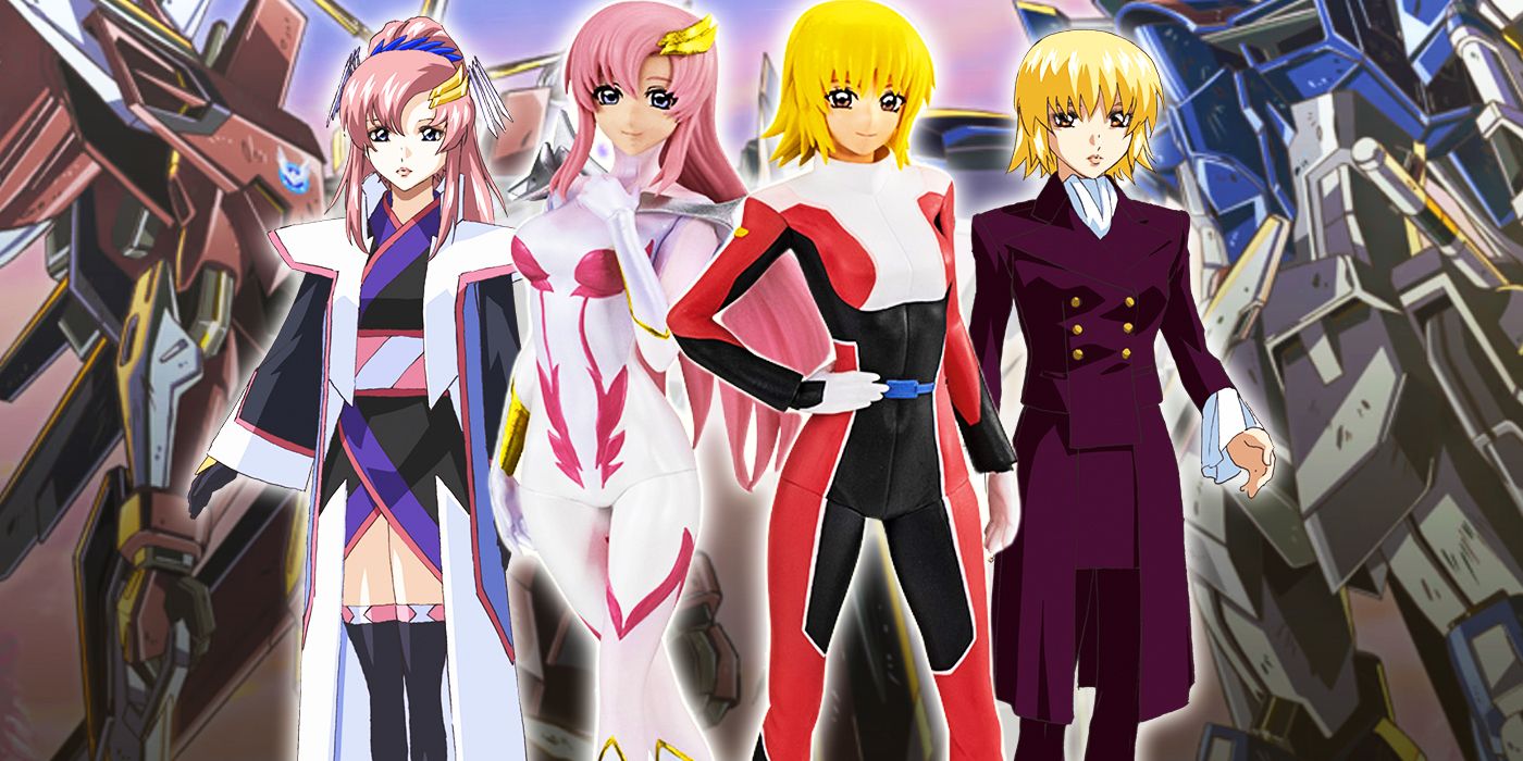 Cagalli and Lacus from Mobile Suit Gundam SEED Freedom with Bandai action figures.