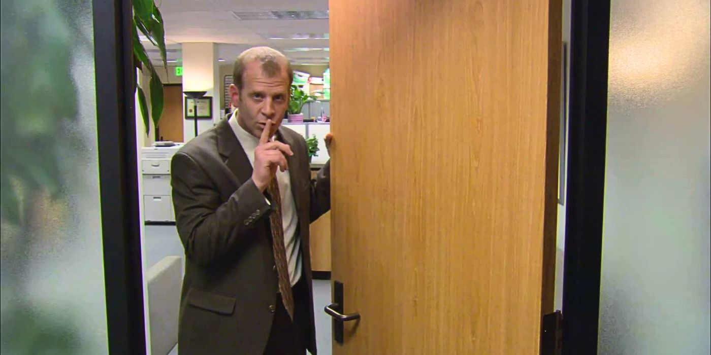 Paul Lieberstein as Toby sneaking away in The Office, "Boys and Girls"