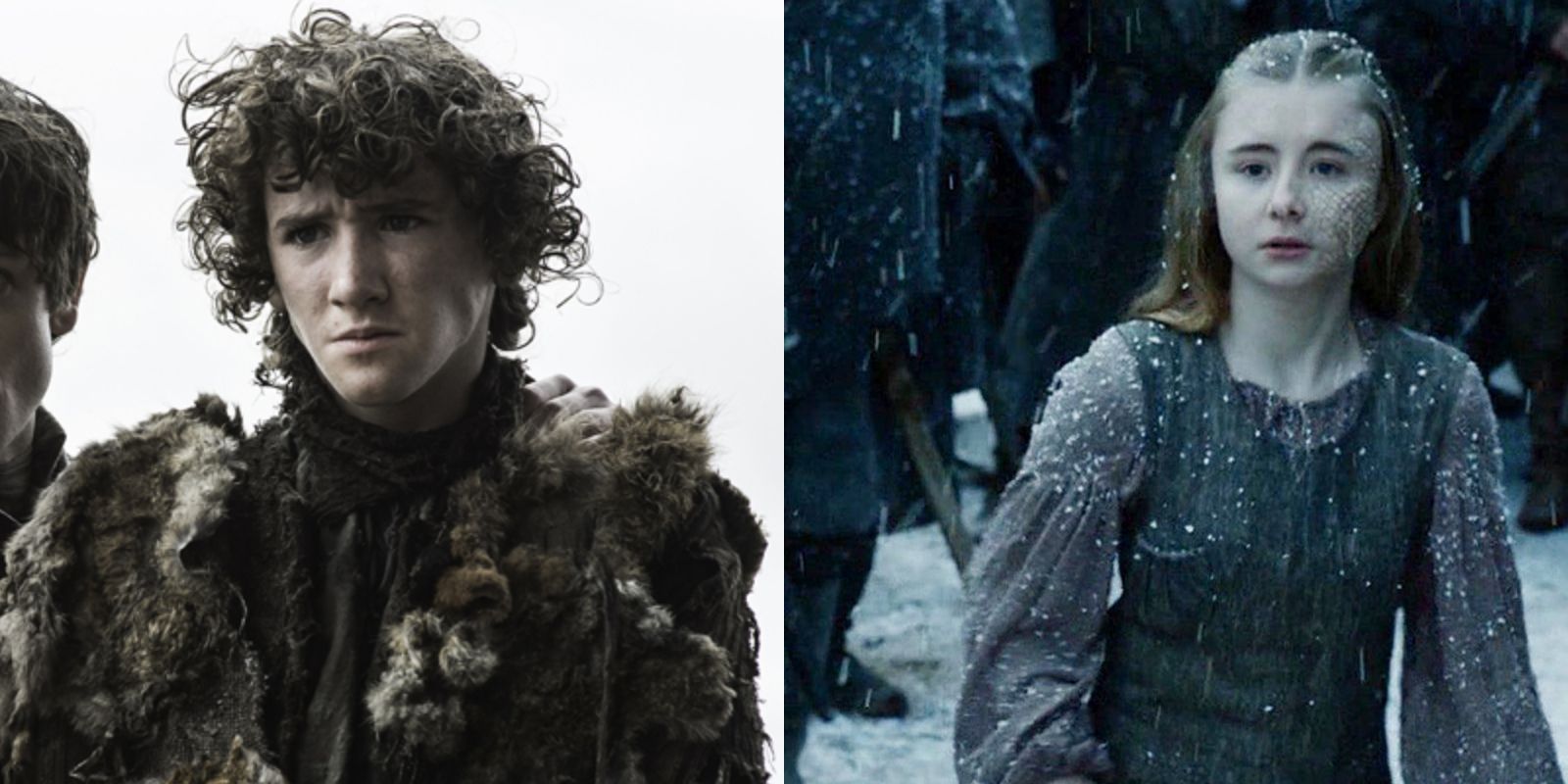 Uma imagem dividida de Rickon Stark e Shireen Baratheon pouco antes de suas mortes em Game of Thrones