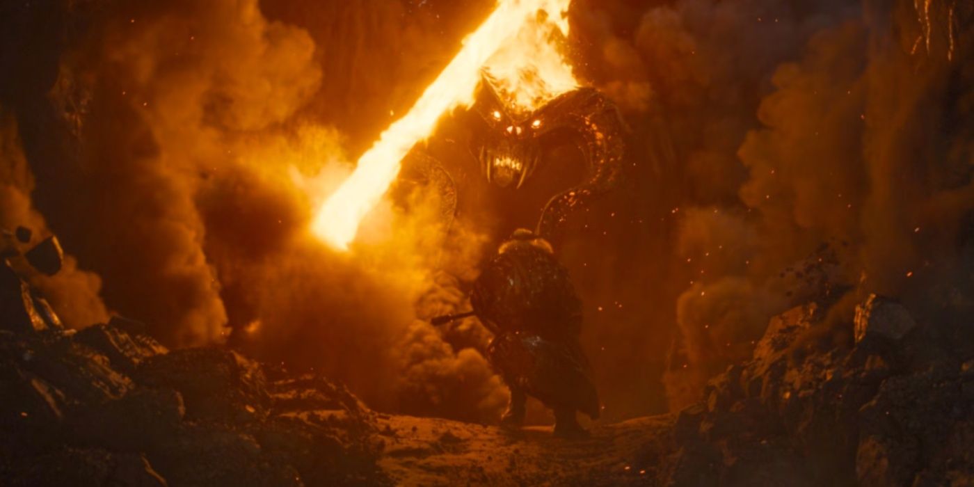 Durin's Bane, a Balrog, threatens Durin III in Rings of Power.