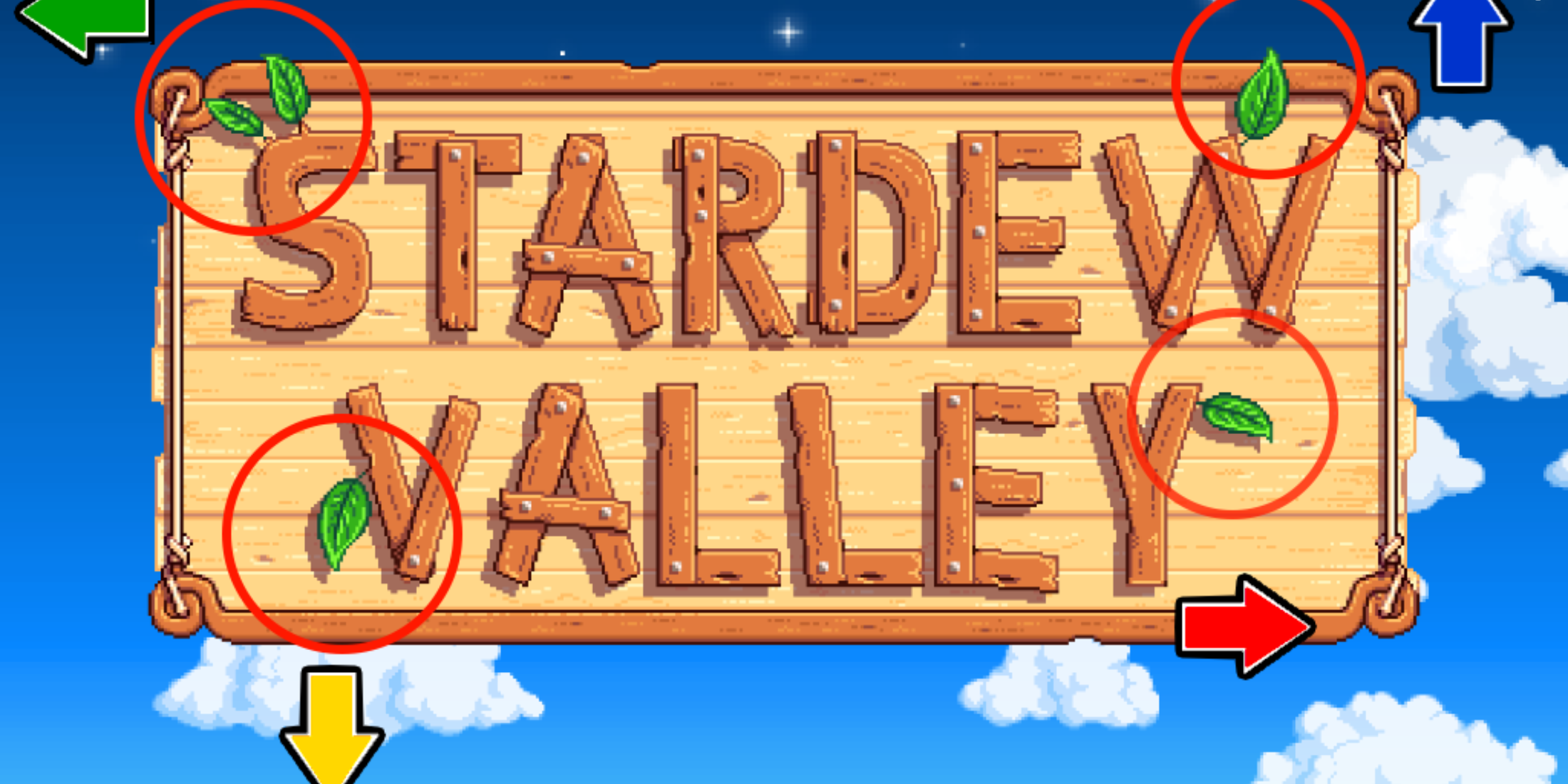 Logotipo de login do Stardew Valley com instruções de cooperação móvel.