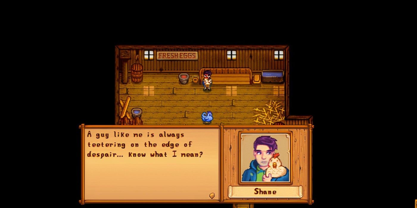 Shane conversa com seu frango, Charlie, durante seu evento de oito corações.