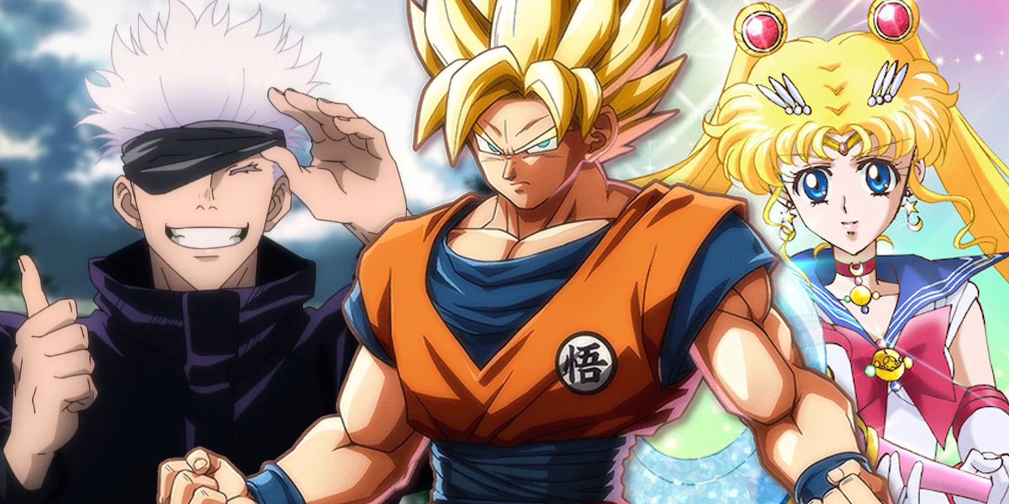 Three-way split of Satoru Gojo, Son Goku and Usagi