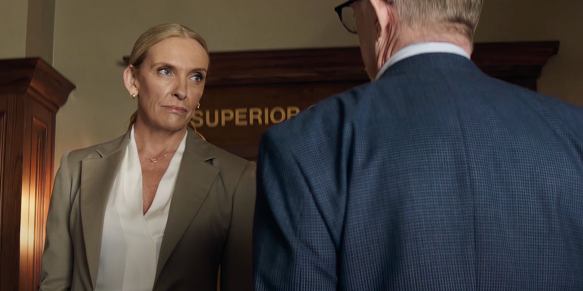 Toni Collette's Faith Killebrew Confronts a Juror in the Courthouse