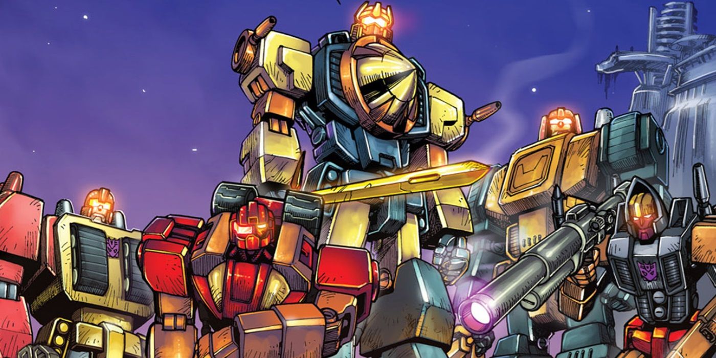 Os Predacons juntos empunhando suas armas em Transformers Spotlight: Jazz.