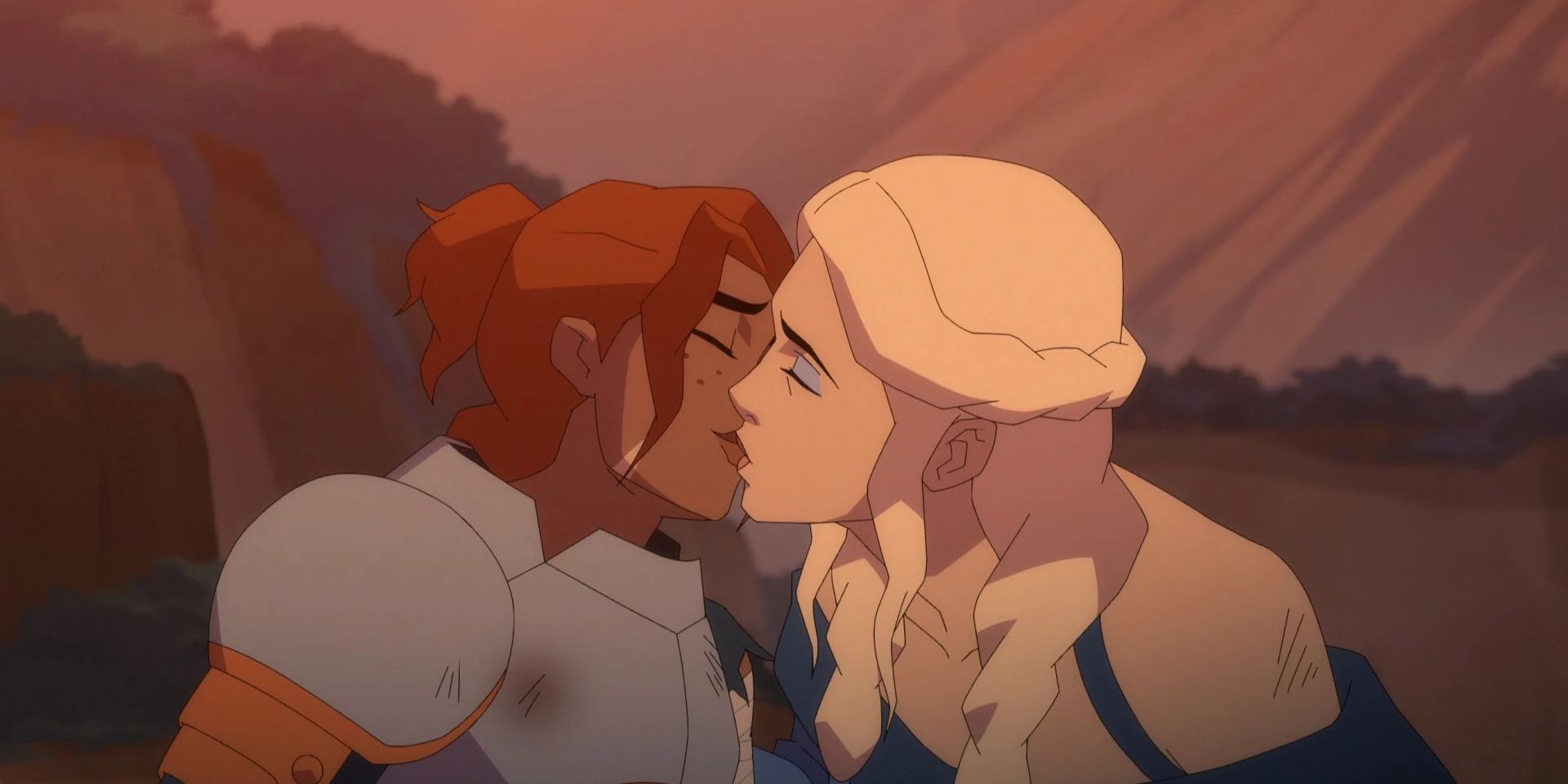 Lady Kima e Lady Allura se beijam em The Legend of Vox Machina.