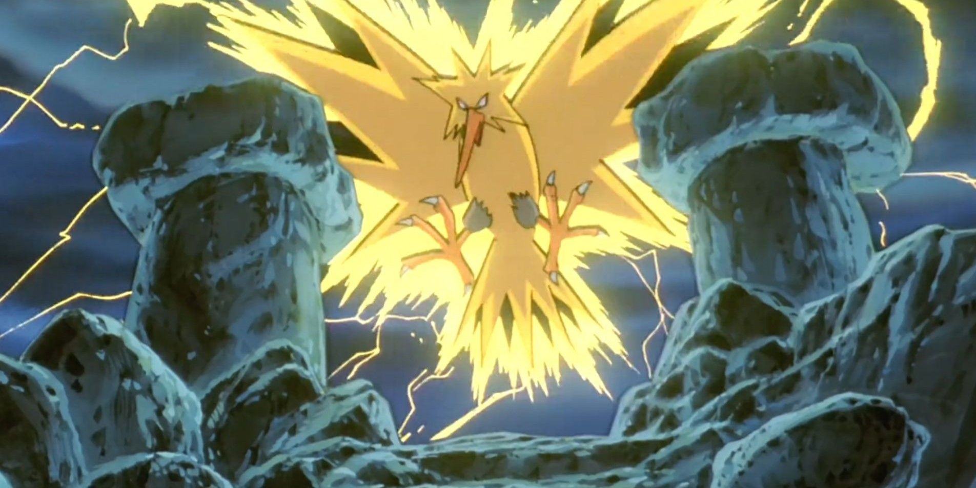 Zapdos usando sua eletricidade no filme Pokémon 2000