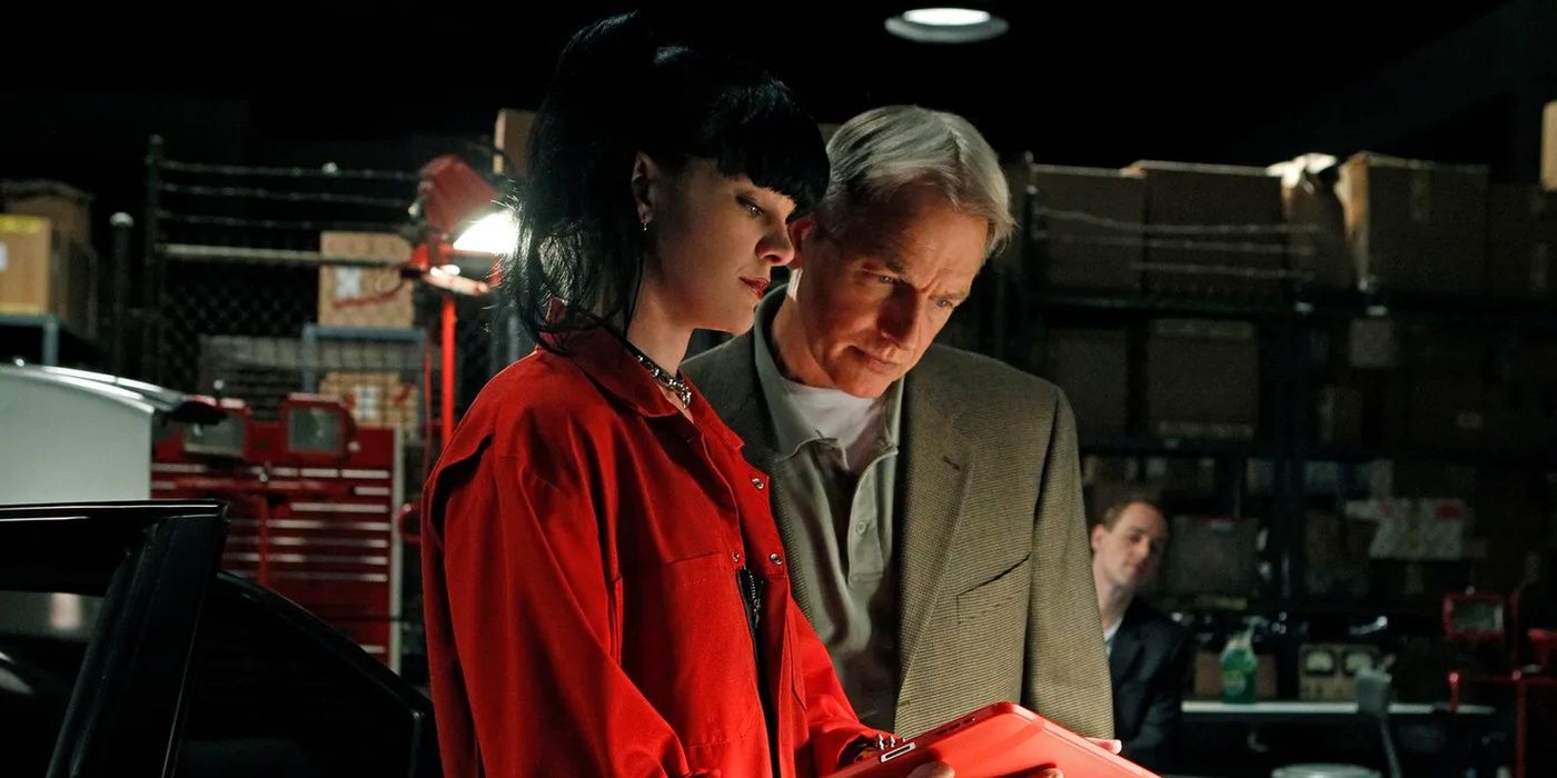 Pauley Perrette as Abby Sciuto and Mark Harmon as Leroy Jethro Gibbs