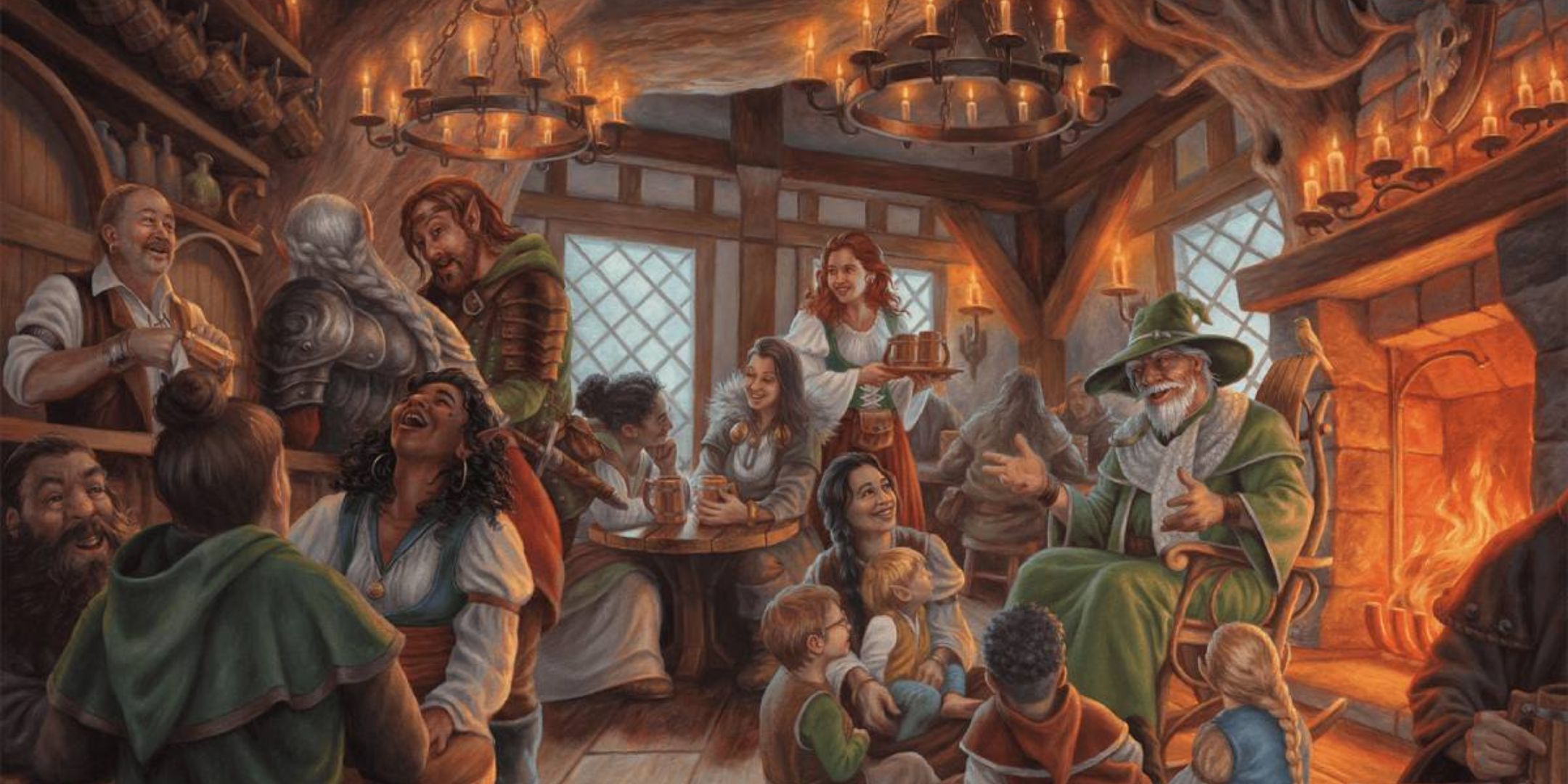 A Dungeons & Dragons Tavern cheia de pessoas no DND 5E