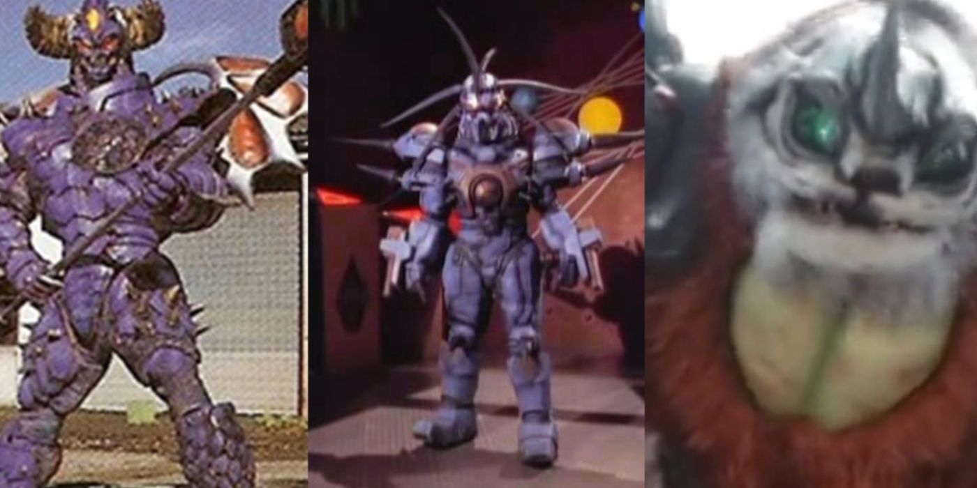 Uma imagem dividida mostrando Beetleborgs do show Big Bad Beetleborgs.