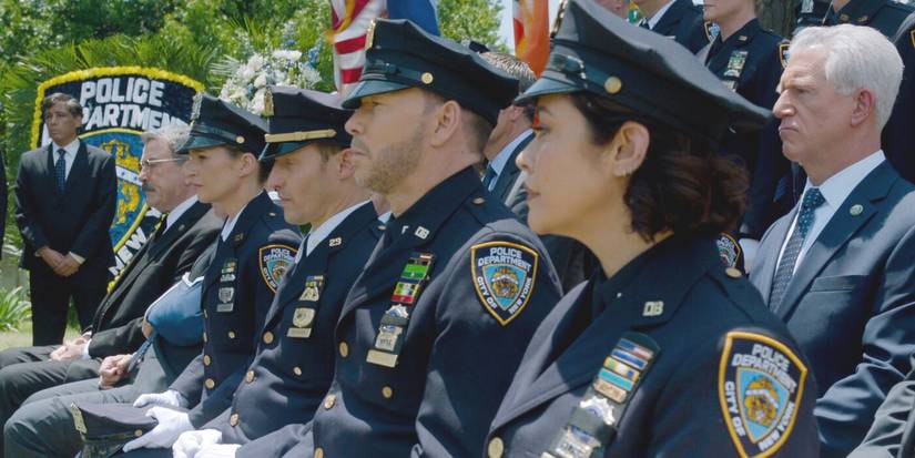 The Reagan family in NYPD uniform attending Luis Badillo's funeral in Blue Bloods series finale