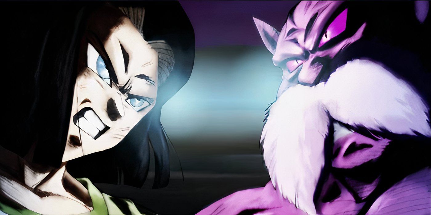 Android 17 and Top size each other up in Dragon Ball Super.