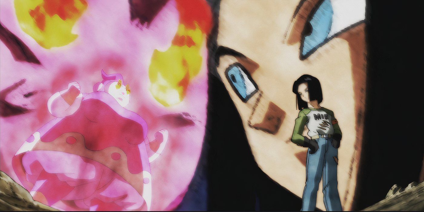 Ribriaane and Android 17 prepare to fight in Dragon Ball Super.