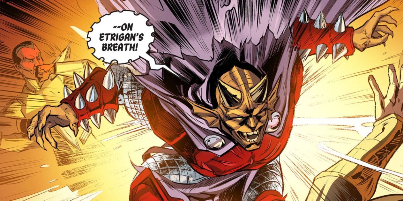 Etrigan the Demon is attacking his opponents in DC Comics.