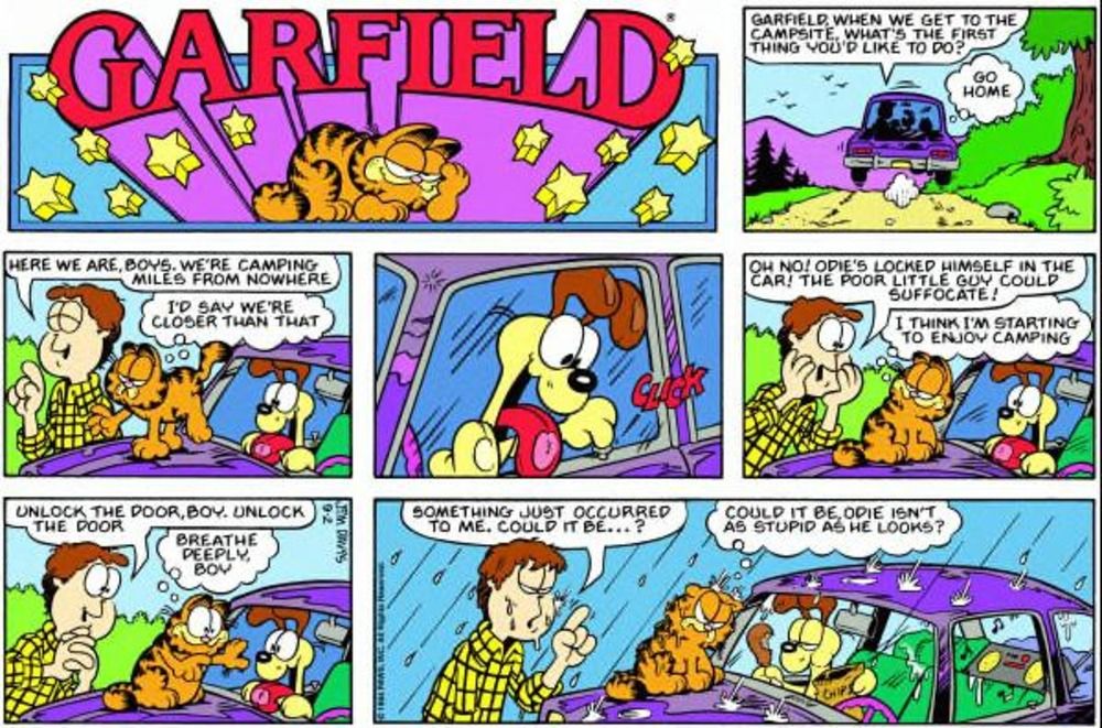 Garfield vai acampar com Jon e Odie.