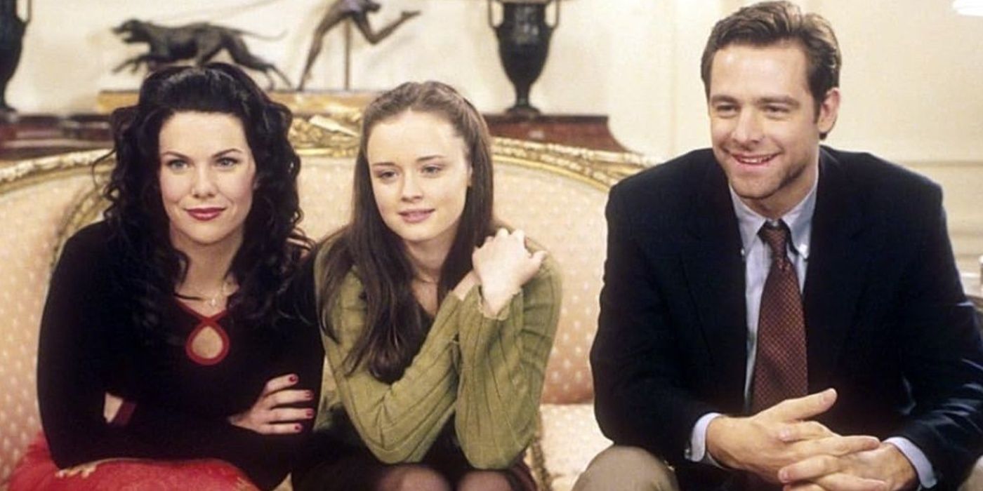 Rory, Christopher e Lorelai em Gilmore Girls.